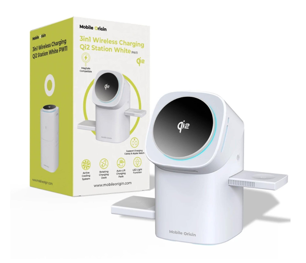 Mobile Origin 3in1 Wireless Charging Qi2 Station PW11 white - 1363033 - zdjęcie 4